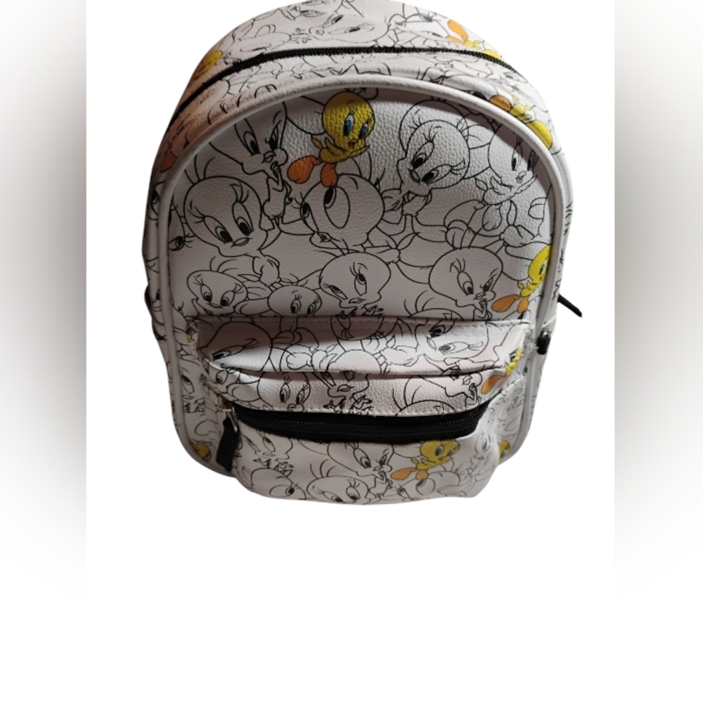 Looney Toons Tweety Bird Kids Cartoon Character Backpack - White NWOT